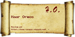 Haar Ormos névjegykártya